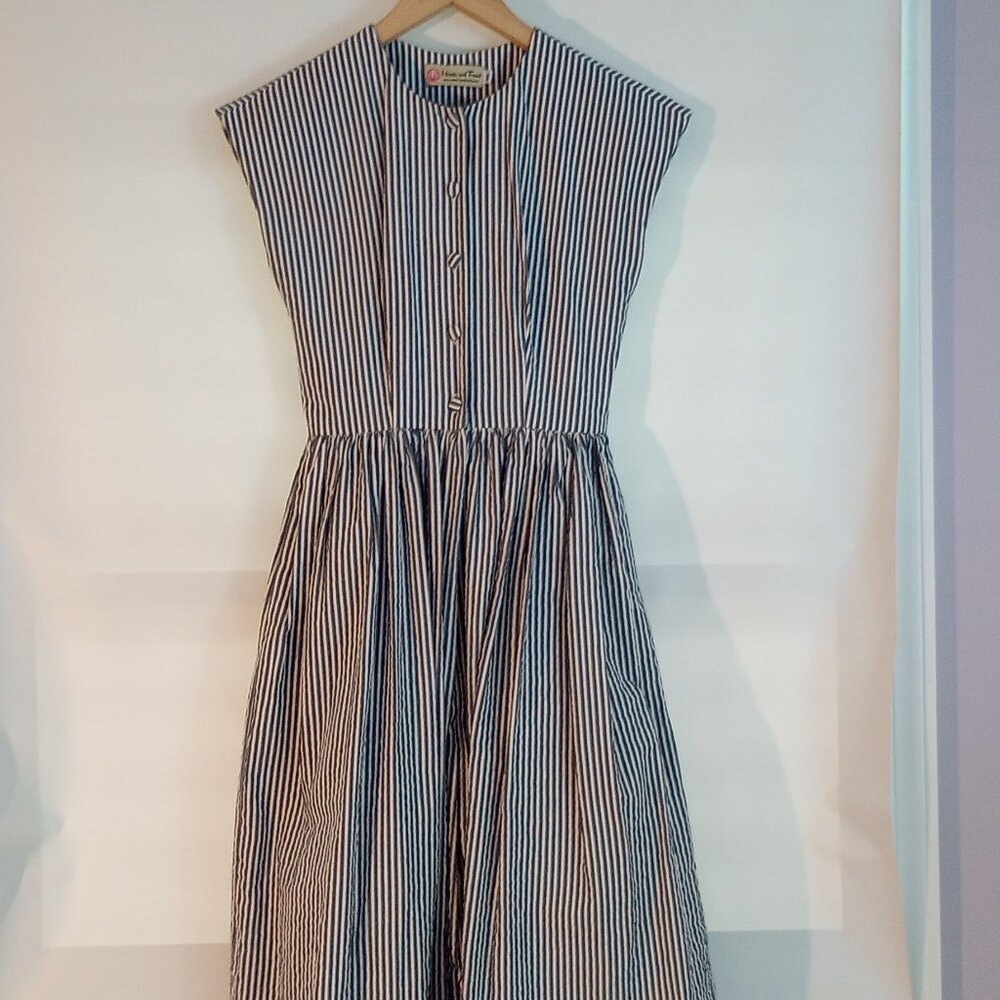 ⭐️HEARTS AND FOUND striped dress navy and white XS worn once⭐️